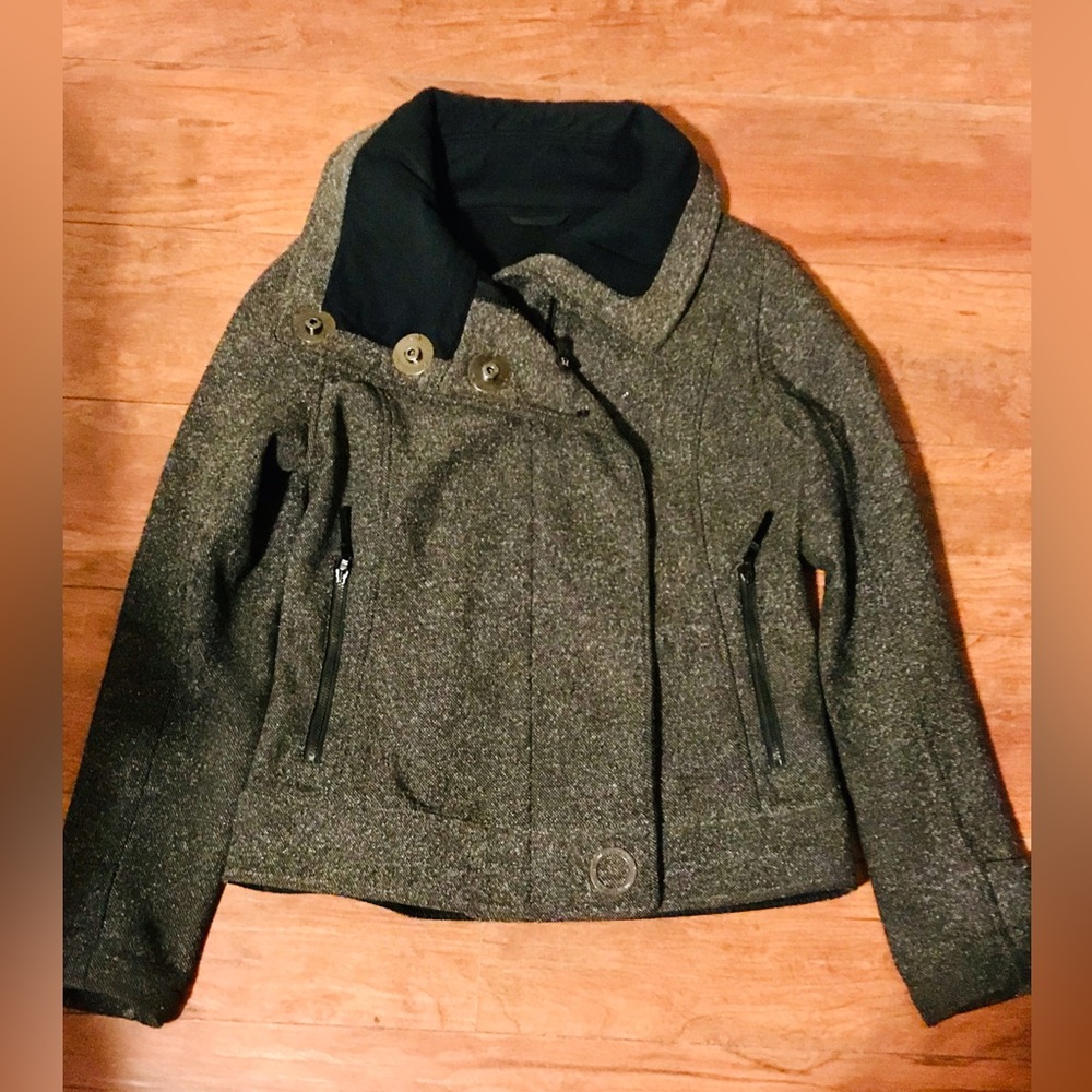 Lululemon Audrey Black & Grey Tweed Bomber Jacket